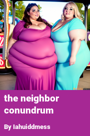 Book cover for The neighbor conundrum, a weight gain story by Iahuiddmess