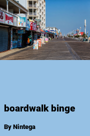 Book cover for Boardwalk binge, a weight gain story by Nintega