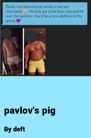 Book cover for Pavlov's pig, a weight gain story by Deft