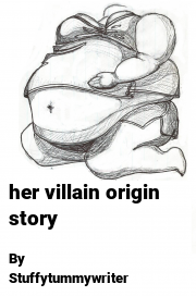 Book cover for Her villain origin story, a weight gain story by Stuffytummywriter
