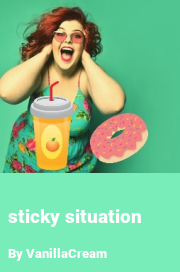 Book cover for Sticky situation, a weight gain story by VanillaCream