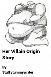 Book cover for Her Villain Origin Story, a weight gain story by Stuffytummywriter